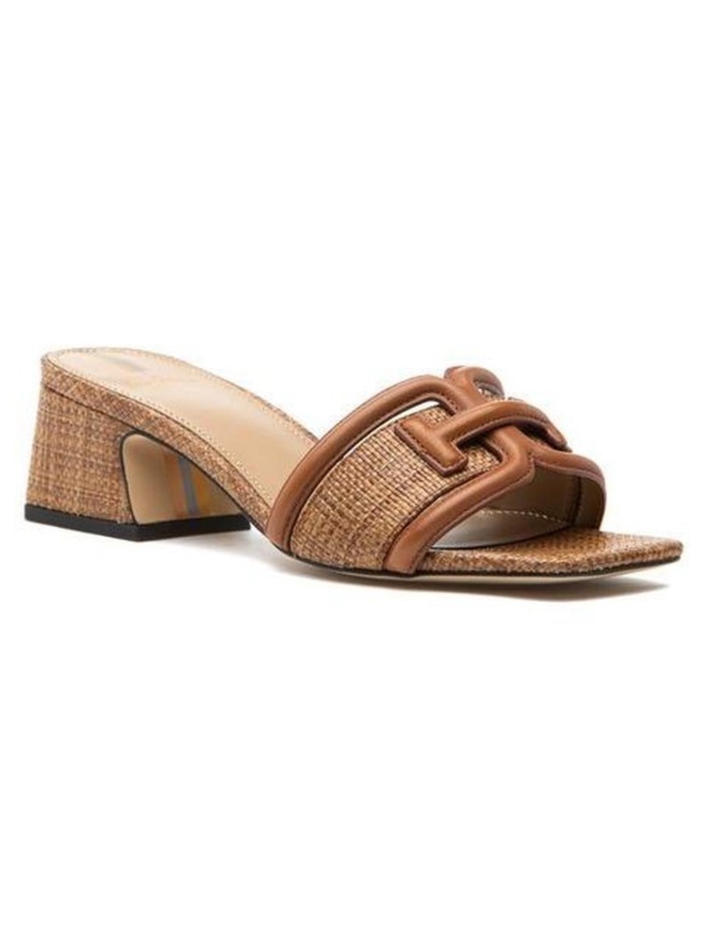 Sam Edelman Woven Brown Low Block Heel Slide Sandals